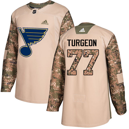 Adidas Blues #77 Pierre Turgeon Camo Authentic Veterans Day Stitched NHL Jersey - Click Image to Close